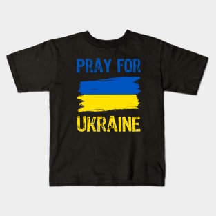 Pray for Ukraine with Ukrainian flag Kids T-Shirt